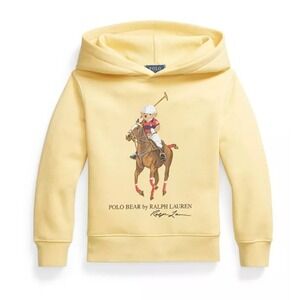 Polo Bear Ralph Lauren Sweatshirt 4T Yellow Pullover Fleece Hoodie Horse Classic
